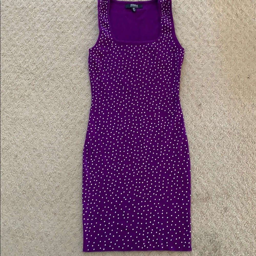 Purple stretch sequins dress.